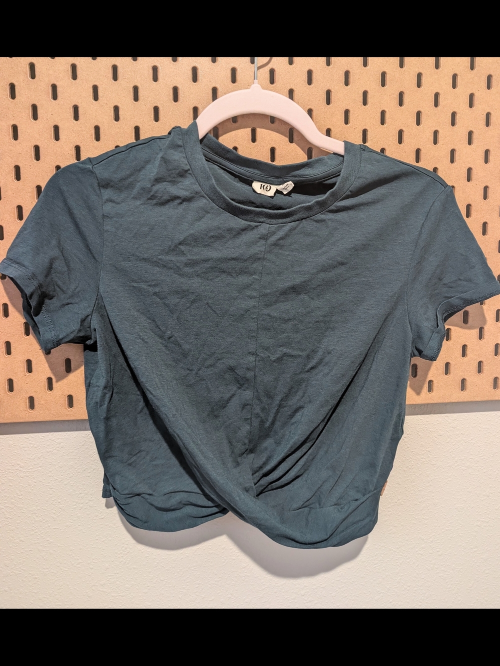 tentree Teal Twist-Front Crop Tee